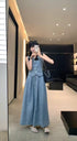 Summer Style Denim Vest With Long Skirt Sets